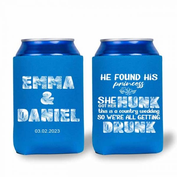 Personalized Collapsible Insulated Can Cooler Sleeves Reusable Neoprene Funny Beer Koozies For Weddings