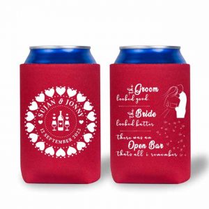 Personalized Collapsible Insulated Can Cooler Sleeves Reusable Neoprene Funny Beer Koozies For Weddings