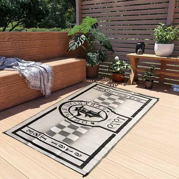 Custom Reversible Logo RV Camping Mat Extra Large Portable Waterproof UV Protection Balcony Area Mat Foldable Plastic Straw Outdoor Patio Rug