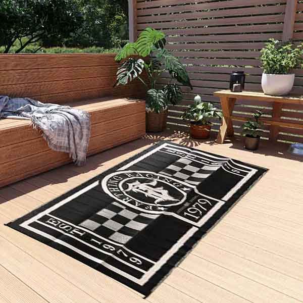 Custom Reversible Logo RV Camping Mat Extra Large Portable Waterproof UV Protection Balcony Area Mat Foldable Plastic Straw Outdoor Patio Rug