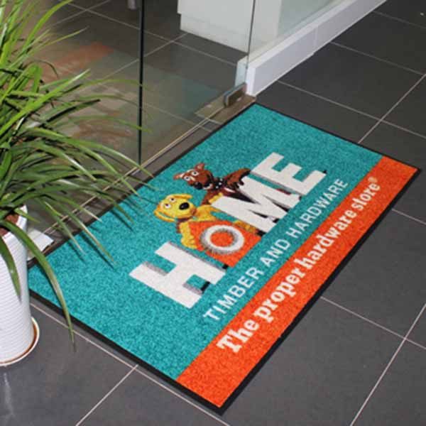 Outdoor Indoor Retail Welcome Flocked Entrance Floor Carpet Mat Custom Printed Company Logo Rubber Door Mat