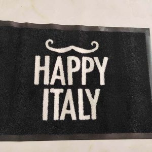 In Stock Brand New 40x60cm Heavy Duty Happy Italy Floor Mats Rubber Entrance Carpet Nylon Printed Logo Rug