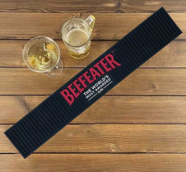 BEEFEATER Gin Custom Logo Pub Rubber Beer Mats Collectable Service Rail Bar Mat Counter Top PVC Bar Drink Mats