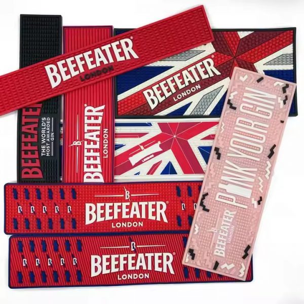 BEEFEATER Gin Custom Logo Pub Rubber Beer Mats Collectable Service Rail Bar Mat Counter Top PVC Bar Drink Mats