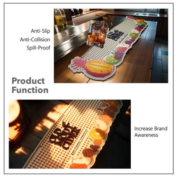 Old Mout Cider Counter Top Cocktail Bar Runners Rubber Barmat Wine Pub Bartender Bar Drip Mat Custom Silicone Bar Mat