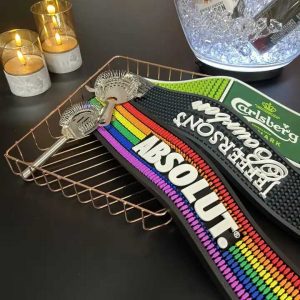 Branded Soft PVC Drip Bar Runner Pub Cocktail Silione Rubber Logo Rail Barmat Bartender Absolut Vodka Bar Mat Shots