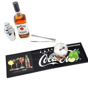 Coca-Cola Custom Logo Water Resistant Silicone Bar Runner Mat Soft PVC Pub Beer Mats Flexible Rubber Bar Mat Drink