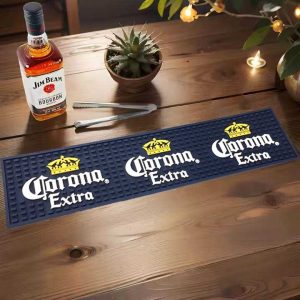 Custom Logo Rubber Bar Shaker Mat Anti-Skid Spill Bar Runner Soft PVC Bar Drink Mats Corona Extra Vintage Beer Mats