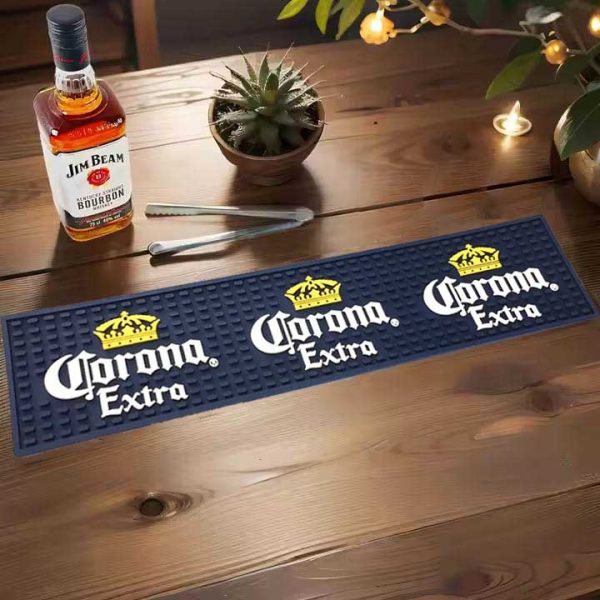Custom Logo Rubber Bar Shaker Mat Anti-Skid Spill Bar Runner Soft PVC Bar Drink Mats Corona Extra Vintage Beer Mats