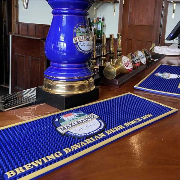 Maxlrainer Helles Brewing Custom Soft PVC Rail Bar Mat Bartender Silicone Pub Beer Mats Flexible Rubber Bar Drip Mats