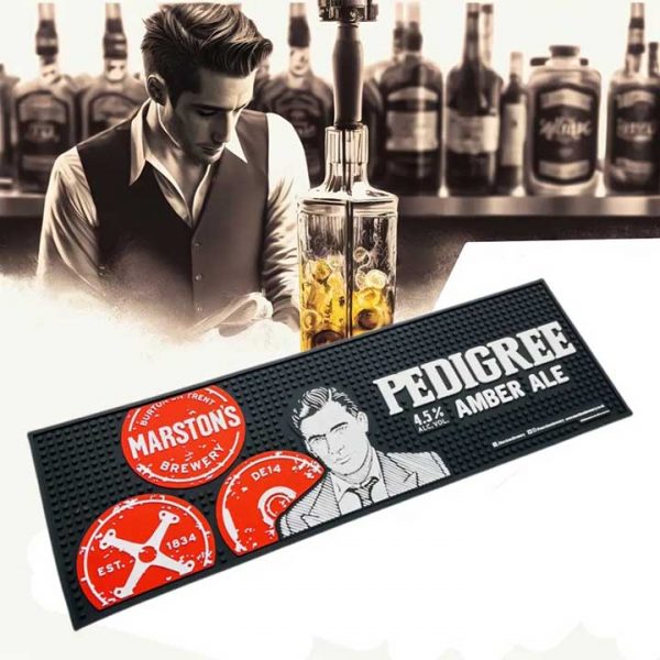 Pedigree Amber Ale Custom Pub Whiskey Bar Runner Mat Bartender Rubber Bar Matt Soft PVC Cocktail Bar Beer Mats