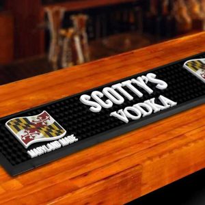 Scotty's Vodka Custom Pub Bartender Kitchen Counter Bar Mat Soft PVC Rail Spill Beer Bar Runner Silicone Rubber Drip Mat