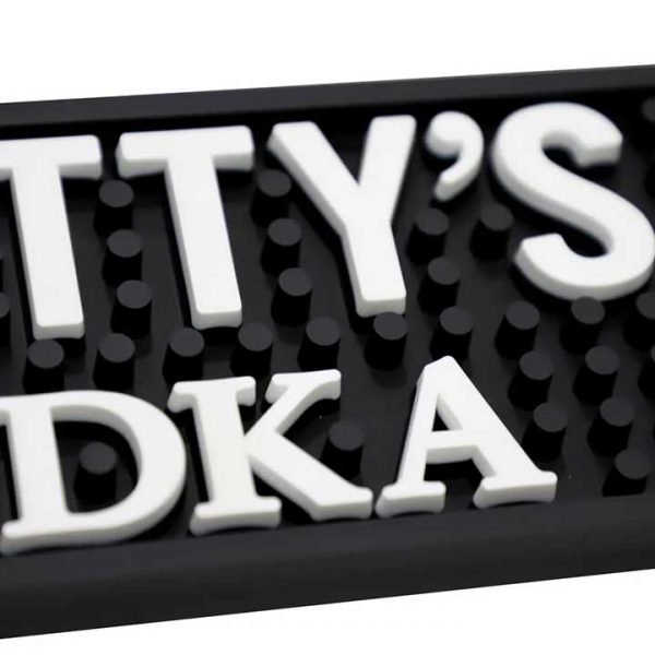 Scotty's Vodka Custom Pub Bartender Kitchen Counter Bar Mat Soft PVC Rail Spill Beer Bar Runner Silicone Rubber Drip Mat