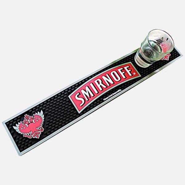 Smirnoff Vodka Branded Mats Anti Skid Collectable Rubber Bar Runner Soft PVC Pub Bar Drip Mat Printed Photo Beer Mats