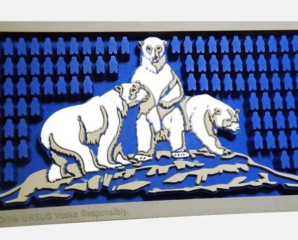 Ursus Roter Vodka Custom Wine Bar Spill Mats Anti Skid Collectable Beer Mats Flexible PVC Rubber Bar Top Runners