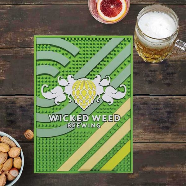 Water Resistant Silicone Rubber Service Bar Mat Counter Bar Drink Mats Wicked Weed Brewing Beer Glass Mats For Bar
