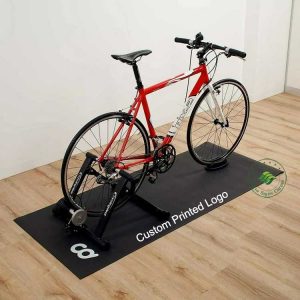 Custom Sweat Proof Turbo Trainer Floor Mat Waterproof PVC Peloton Exercise Bike Mat Printed Fitness Equipment Mat