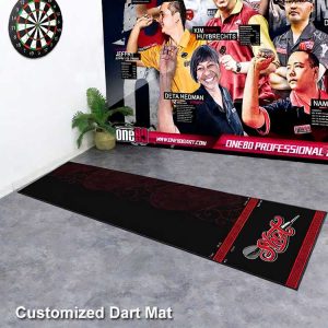 Non Slip Dart Oche Mat with Soft Tip and Steel Tip Throw Line Distances Custom Logo Printed Rubber Dart Board Mat