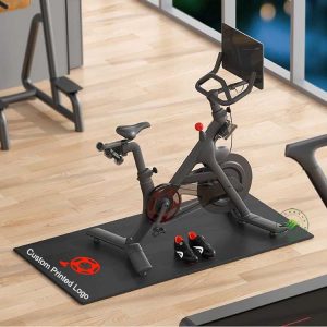 Sports Indoor & Outdoor Foldable Gym Fitness Equipment Exercise Bike Mat Custom Logo Printed Rollable Cycle Trainer Mat