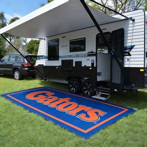 Florida Gators Custom 8x20ft Trailer Caravan RV Awning Carpet, Reversible Straw Plastic Camping Patio Rug, Light Weight Waterproof Outdoor Mat