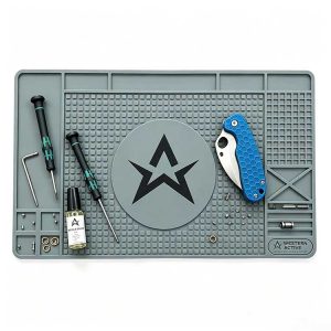 Zoned compartment custom knife takedown mat for organized folding knife disassembly work