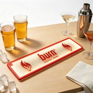 Waterproof LED Bar Mat Custom Logo Burn Energy Drink Non-Slip Waterproof Rubber Wholesale Studio Beverage Retail POS Display Runner