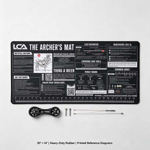 Archery shop mat with 30 inch work area for full bow servicing.