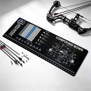 Compound bow mat with 35-inch ruler for precise measurement.