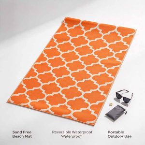Sand Free Beach Mat - Reversible waterproof portable mat with carry pouch.